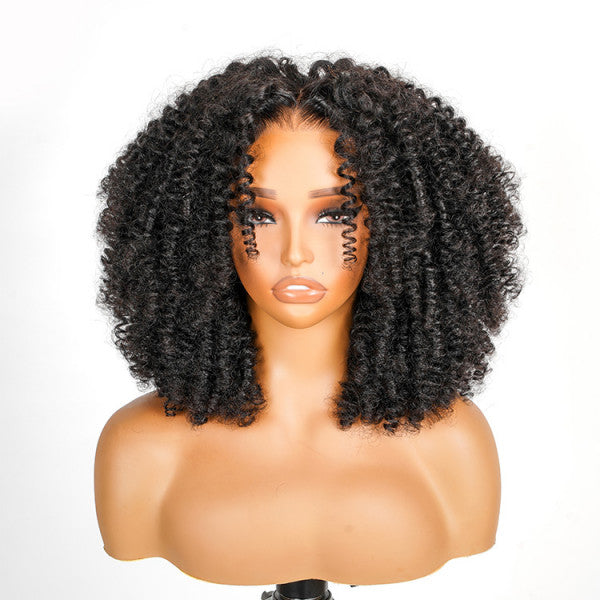 Glueless 300% High Density Finger Coils Curly 8x5 HD Lace Wigs Ready To Go Wigs Pre Everything