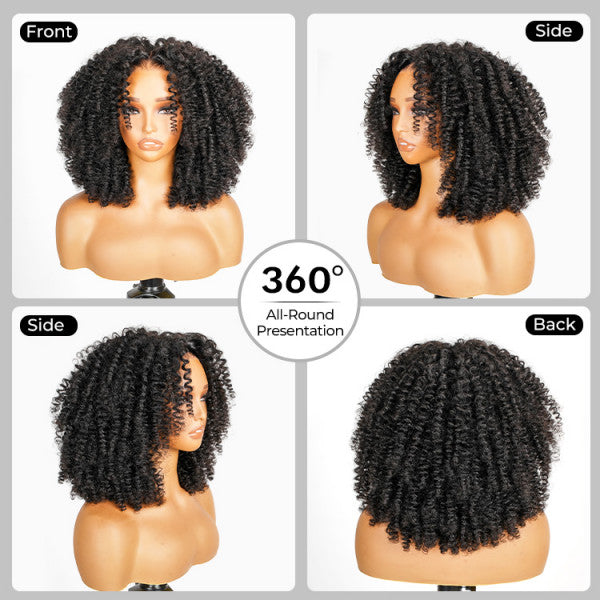 Glueless 300% High Density Finger Coils Curly 8x5 HD Lace Wigs Ready To Go Wigs Pre Everything