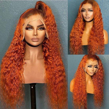 Pre-plucked Ginger Wig Jerry Curly and Water Wave 3D Dome Cap Wigs 13x4/5x8 HD Lace Wigs with Baby Hair Bleached Knots