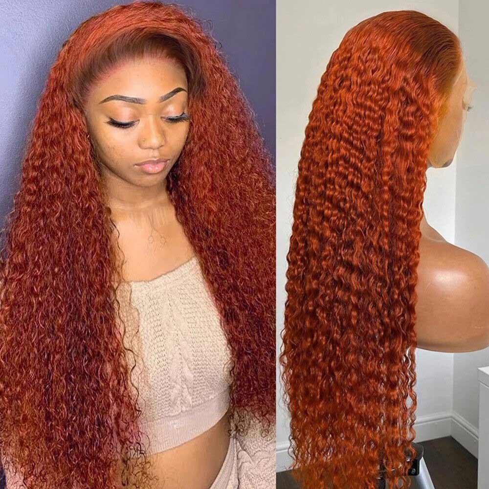 Pre-plucked Ginger Wig Jerry Curly and Water Wave 3D Dome Cap Wigs 13x4/5x8 HD Lace Wigs with Baby Hair Bleached Knots