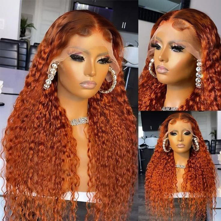 Pre-plucked Ginger Wig Jerry Curly and Water Wave 3D Dome Cap Wigs 13x4/5x8 HD Lace Wigs with Baby Hair Bleached Knots