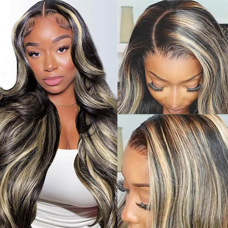 1B/27 Highlight 13X4 13x6 Lace Frontal Human Hair Wigs Pre Bleached Body Wave Glueless Wig