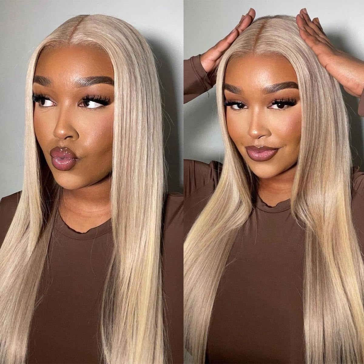 YMY Hair New In Ash Blonde P18/613 Human Hair Wig Straight/Body Wave Glueless 13x4/13x6  Lace Frontal Wig