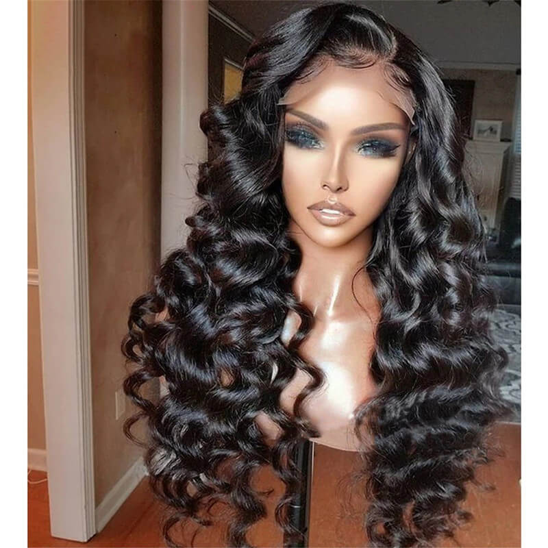 Glueless Loose Deep HD Lace Wig Pre Plucked 13x6 Full Lace Parting Max Pre Bleached 180% Density