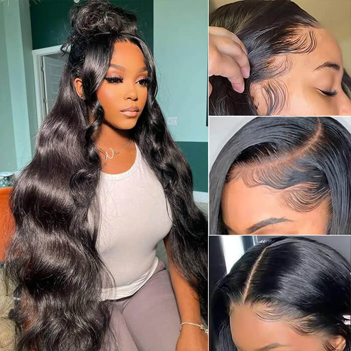 13x6 Invisible HD Lace Front Wig Body Wave Pre Bleached Knots Plucked Hairline