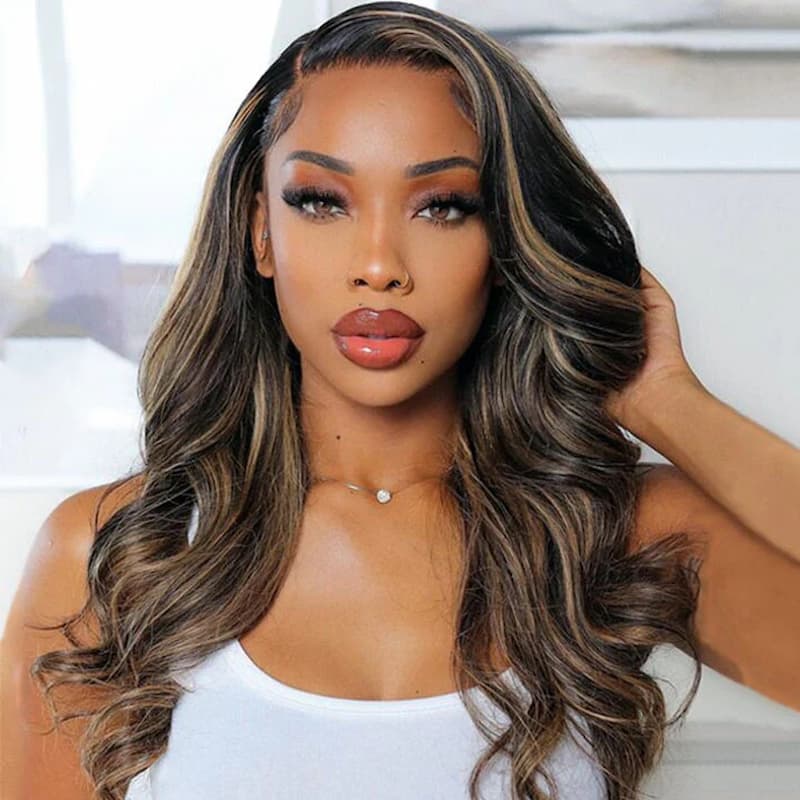 1B/27 Highlight 13X4 13x6 Lace Frontal Human Hair Wigs Pre Bleached Body Wave Glueless Wig