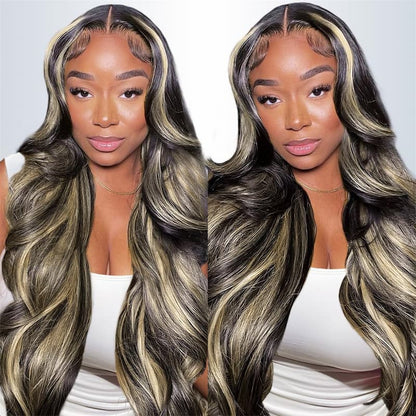 1B/27 Balayage Highlight 13x6 Glueless HD Lace Front Wig Silky Straight Ombre Colored Human Hair Wigs