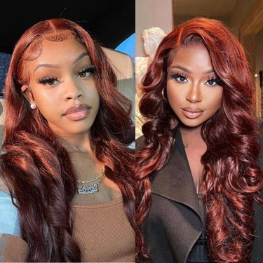 13x4 Lace Front Body Wave 33B Auburn Color Human Hair Wigs