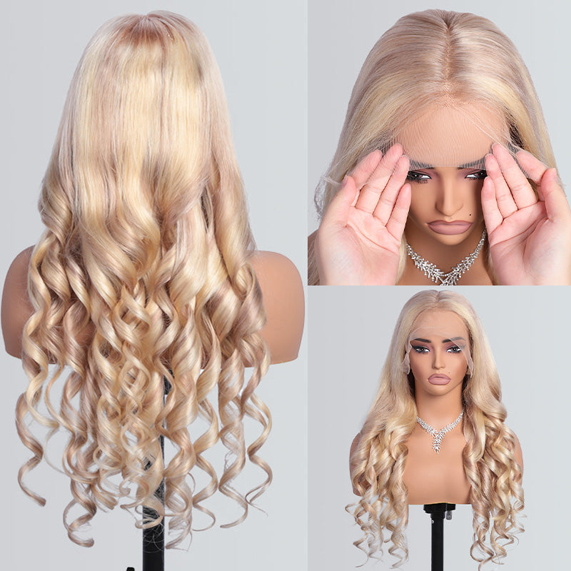 Honey Blonde Highlights P18/613 Body Wave 13X6 Parting Max Glueless Wig Pre-Knotless