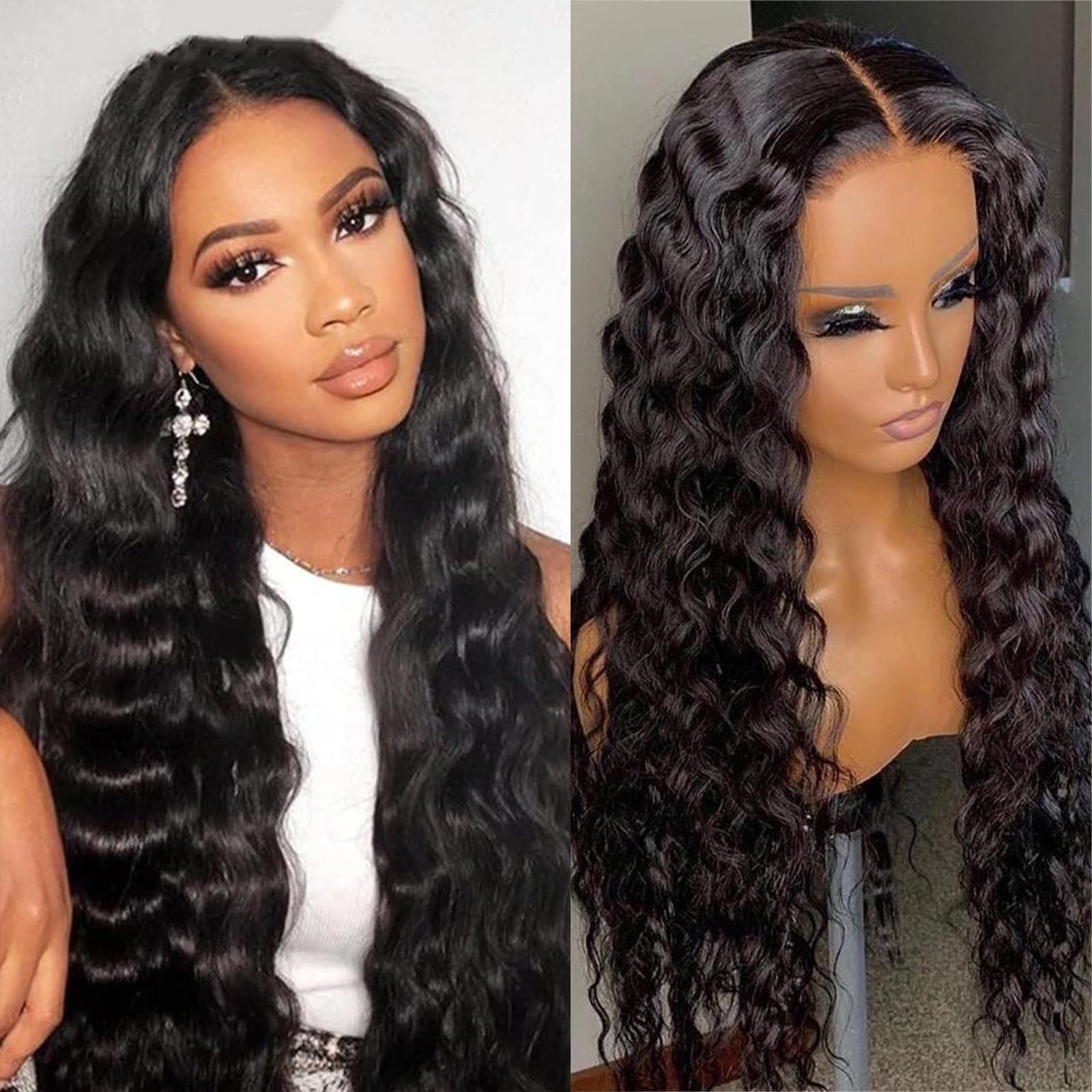 13x6 Swiss HD Lace Front Wigs Natural Hairline Loose Deep Wave Human Hair Wigs for Women