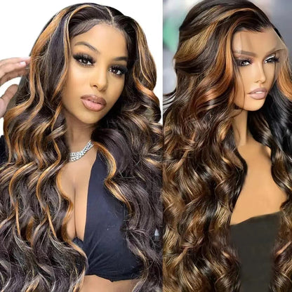 [Invisible Strap Adjustable]  1B/30 Highlight New Tech Upgrade Glueless 360 HD Lace Wigs With Invisi-Strap Snug Fit Pre Plucked Lace Parting Anywhere