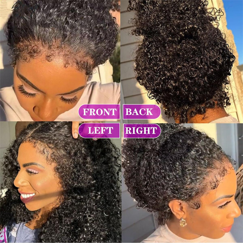 4C Edges Curly Invisi Strap Snug Fit 360 Transparent Lace Frontal Bleached Knots Pre Cut Lace Wig