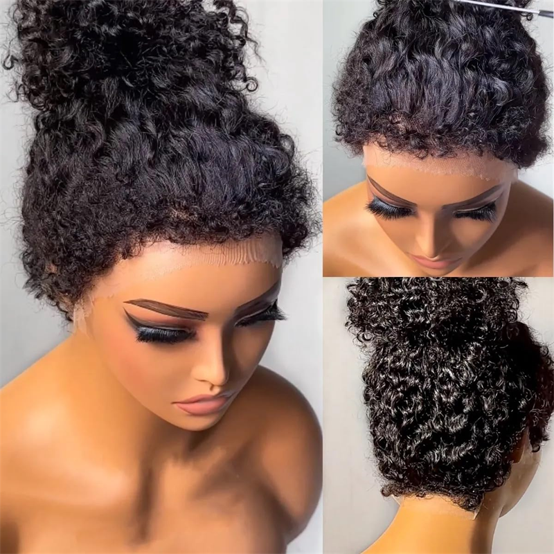 4C Edges Curly Invisi Strap Snug Fit 360 Transparent Lace Frontal Bleached Knots Pre Cut Lace Wig