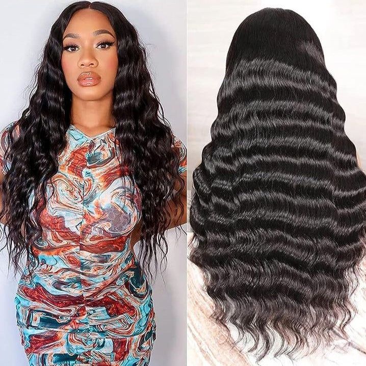 Loose Deep Wave 4x4 HD Lace Wigs Human Hair Pre Plucked Lace Closure Wigs Bleached Knots