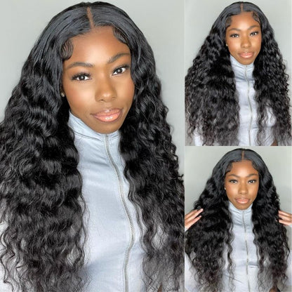 Loose Deep Wave 4x4 HD Lace Wigs Human Hair Pre Plucked Lace Closure Wigs Bleached Knots