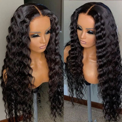 Loose Deep Wave 4x4 HD Lace Wigs Human Hair Pre Plucked Lace Closure Wigs Bleached Knots