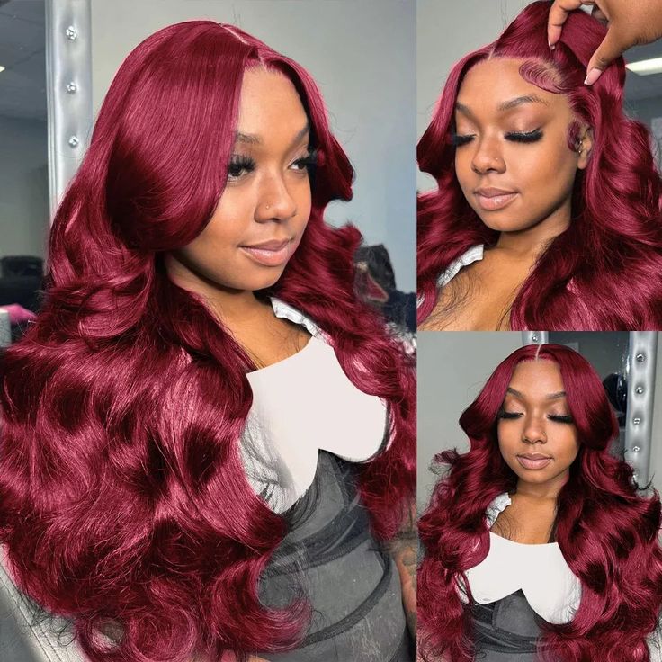 189=2 Wigs | 20 Inches Curtain Bang 5X5 Lace Body Wave Wig +20inch 99J Curtain Bangs Body Wave 5x5 Wig Pre Cut HD Lace Wig