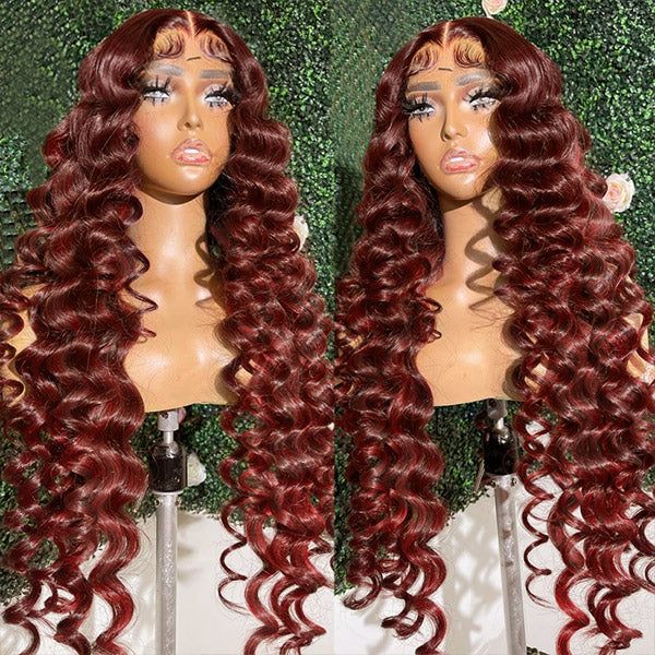 Patricia Burgundy Reddish Loose Wave 5x5 HD Lace Closure Wigs