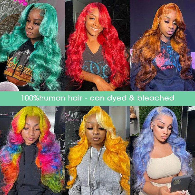 13x4 HD Lace Frontal Wigs 613 Blonde Body Wave Human Hair Wigs Pre Plucked Can Be Dyed