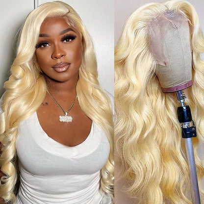 613 Blonde 13x4 Lace Frontal Human Hair Wigs Transparent HD Lace Seamless Skin Melt Straight Wig