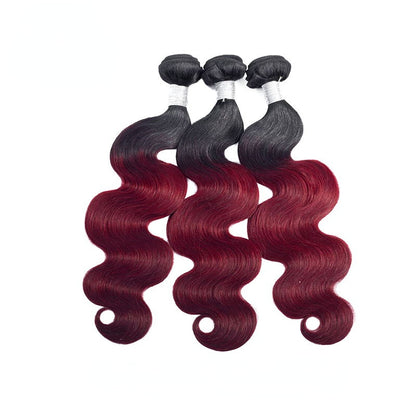 3 Bundles Human Hair Ombre Burgundy Color