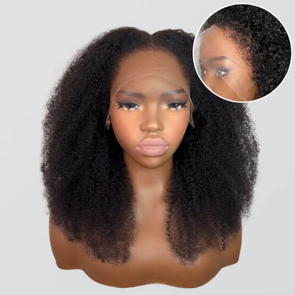 4C Hairline 300% Density Jerry Curly Wig 8x5 Glueless HD Lace Kinky Edges Afro Kinky Curly Human Hair Wigs