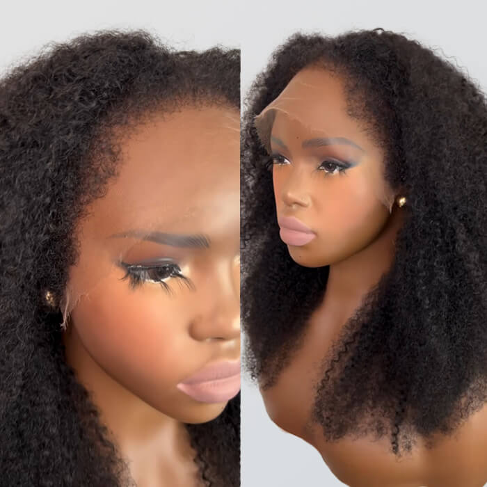 4C Hairline 300% Density Jerry Curly Wig 8x5 Glueless HD Lace Kinky Edges Afro Kinky Curly Human Hair Wigs