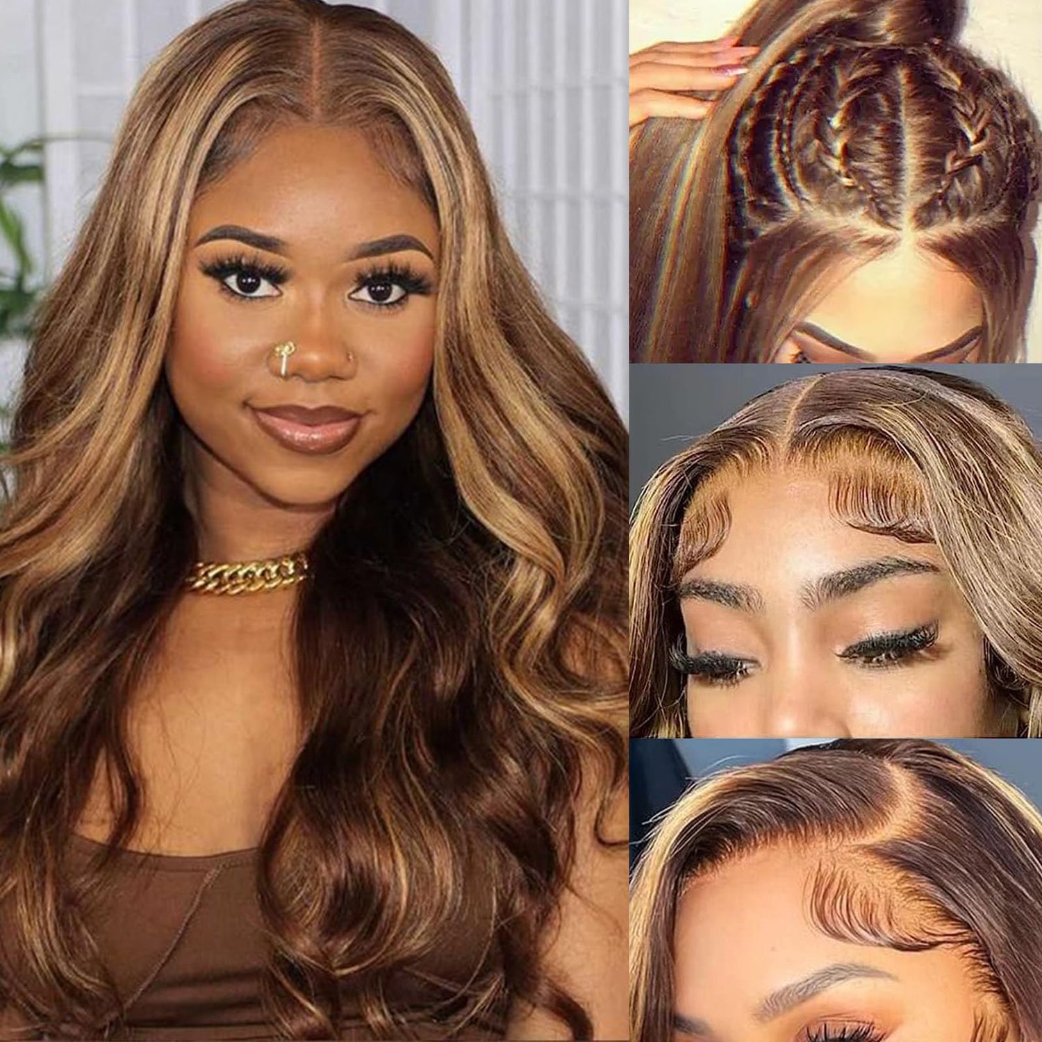 Honey Blonde Highlight Body Wave Wig 13×6 Lace Frontal Wig Pre-cut Hd Lace Bleachde Knots P4/27 Colored Human Hair Wig