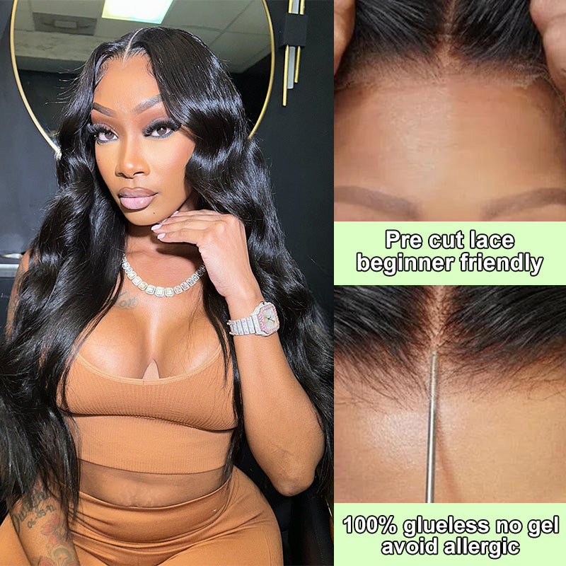 Pre Everything Wig Pre-Bleached 8X5 Wear Go Glueless Body Wave Lace Closure Wigs Pre Cut HD Lace Wig