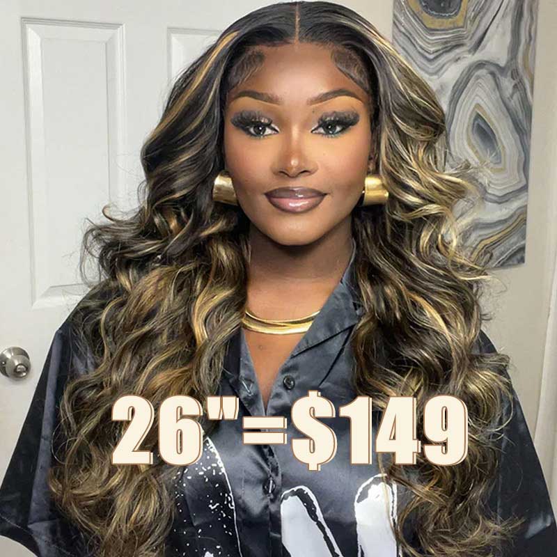 body wave 8x5 highlight lace closure glueless wig