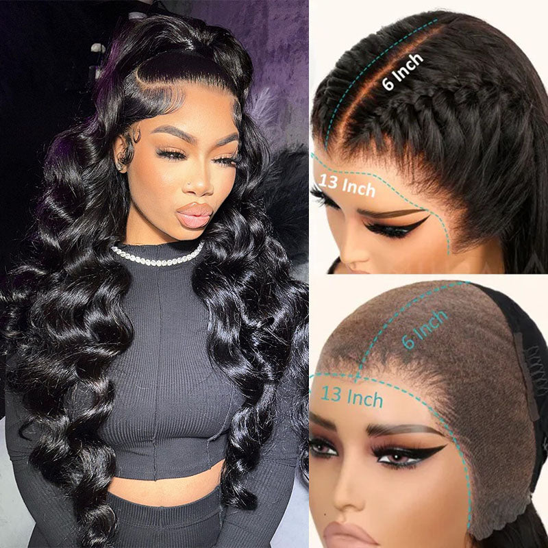 Upgraded Pre Bleached Knots 13x6 Full Lace Frontal Wig Loose Wave Human Hair Wig Pre Plucked