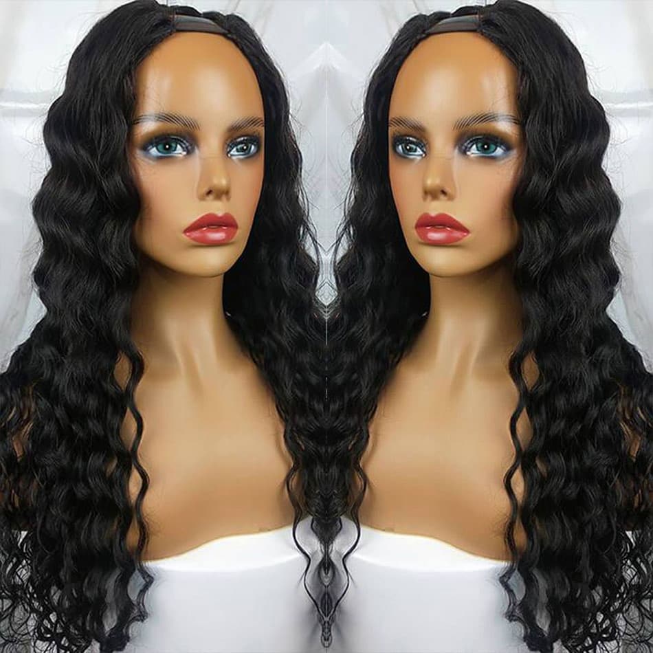 YMY Hair Natural Black Glueless Loose Wave No Lace New U Part Wig