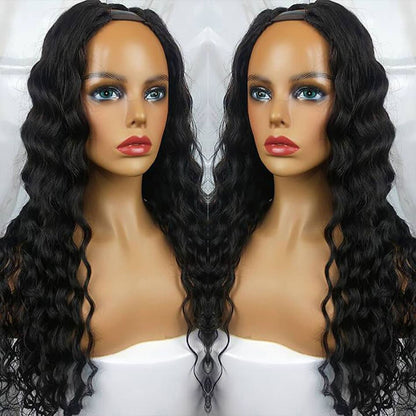 YMY Hair Natural Black Glueless Loose Wave No Lace New U Part Wig