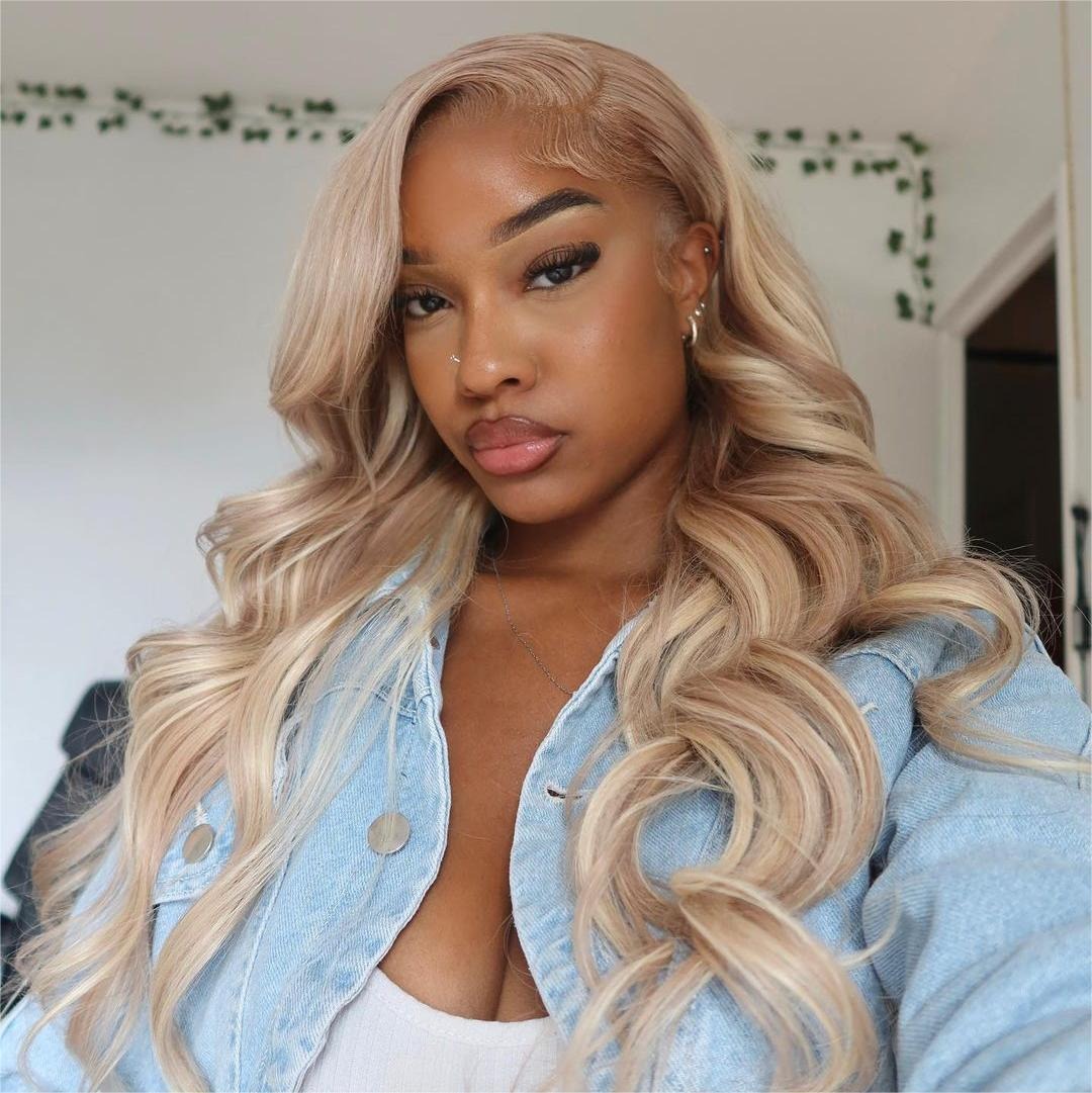 Honey Blonde Highlights P18/613 Body Wave Glueless 5x5 Lace Wig 13x6 Full Lace Frontal Wig 180% Density