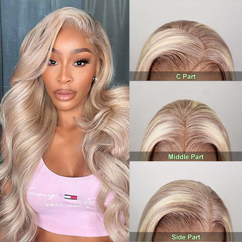 Honey Blonde Highlights P18/613 Body Wave Glueless 5x5 Lace Wig 13x6 Full Lace Frontal Wig 180% Density