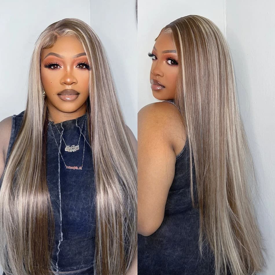 YMY Hair New In Ash Blonde P18/613 Human Hair Wig Straight/Body Wave Glueless 13x4/13x6  Lace Frontal Wig