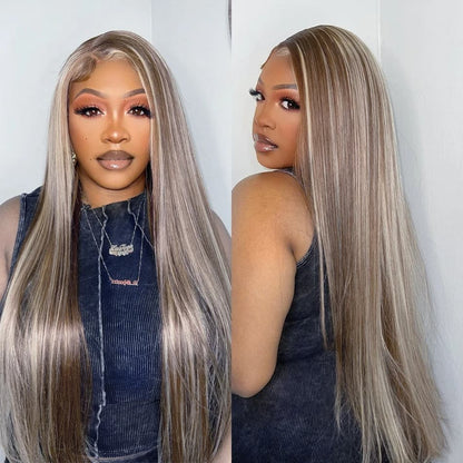 YMY Hair New In Ash Blonde P18/613 Human Hair Wig Straight/Body Wave Glueless 13x4/13x6  Lace Frontal Wig