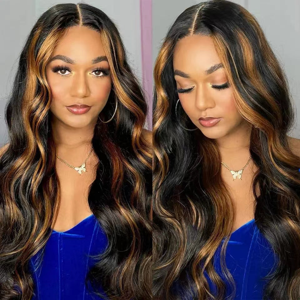 [Invisible Strap Adjustable]  1B/30 Highlight New Tech Upgrade Glueless 360 HD Lace Wigs With Invisi-Strap Snug Fit Pre Plucked Lace Parting Anywhere