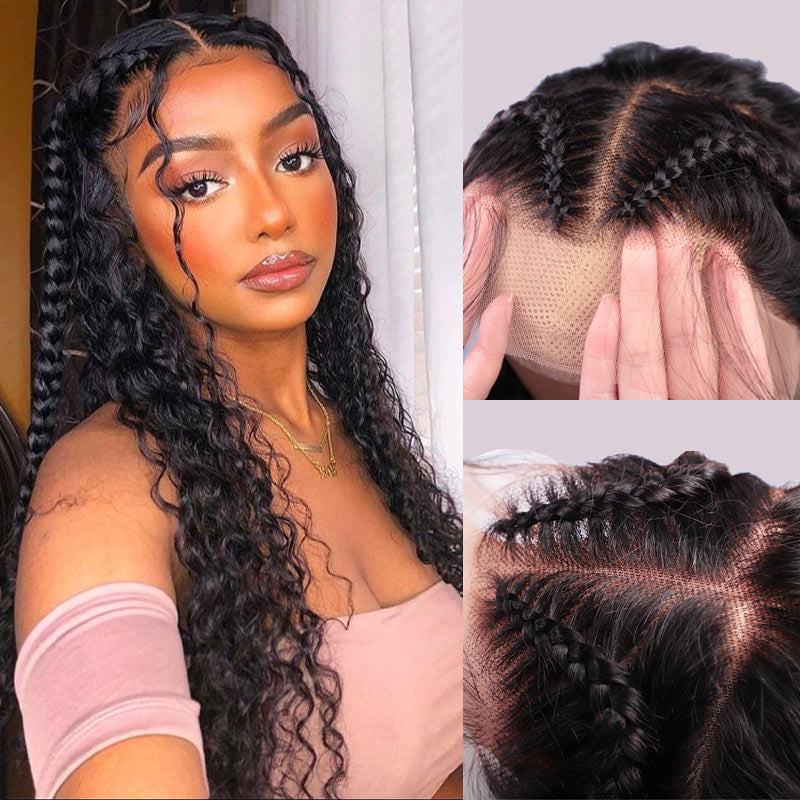 Ready Go Glueless Pre Braided Wig 13x6 HD Lace Front Wigs Human Hair Pre Bleached Pre Styled