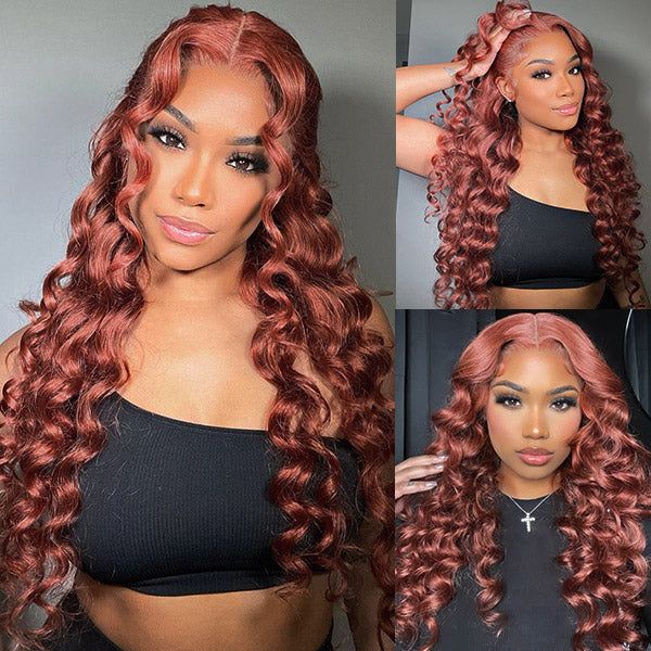 Patricia Burgundy Reddish Loose Wave 5x5 HD Lace Closure Wigs