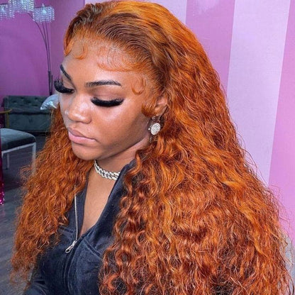 Pre-plucked Ginger Wig Jerry Curly and Water Wave 3D Dome Cap Wigs 13x4/5x8 HD Lace Wigs with Baby Hair Bleached Knots