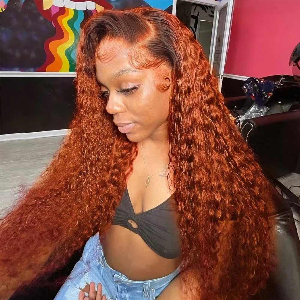 Pre-plucked Ginger Wig Jerry Curly and Water Wave 3D Dome Cap Wigs 13x4/5x8 HD Lace Wigs with Baby Hair Bleached Knots