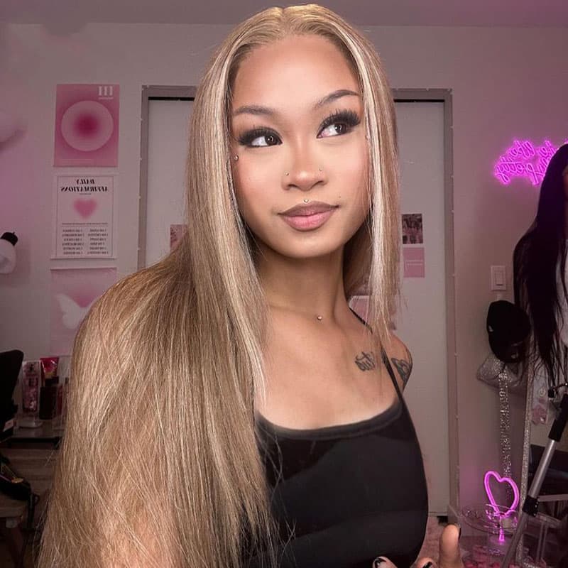 YMY Hair New In Ash Blonde P18/613 Human Hair Wig Straight/Body Wave Glueless 13x4/13x6  Lace Frontal Wig