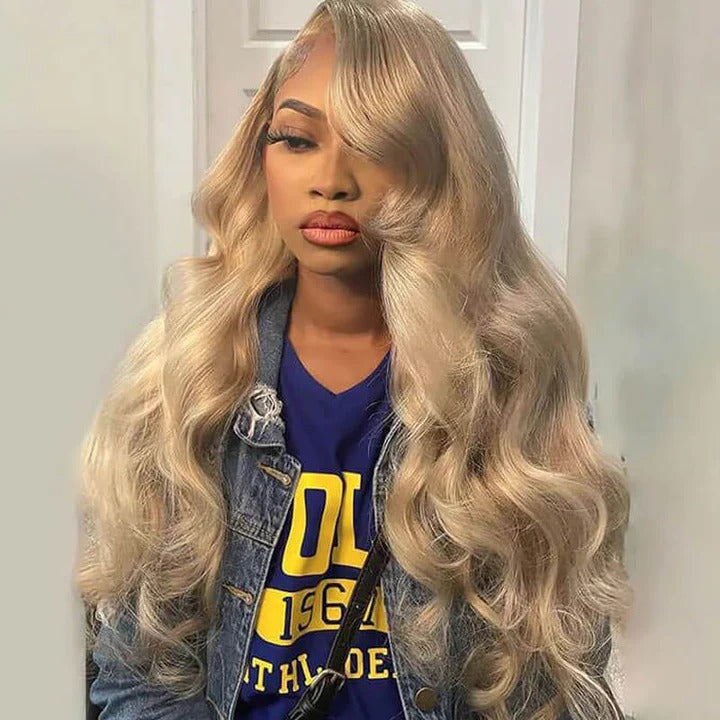 YMY Hair New In Ash Blonde P18/613 Human Hair Wig Straight/Body Wave Glueless 13x4/13x6  Lace Frontal Wig