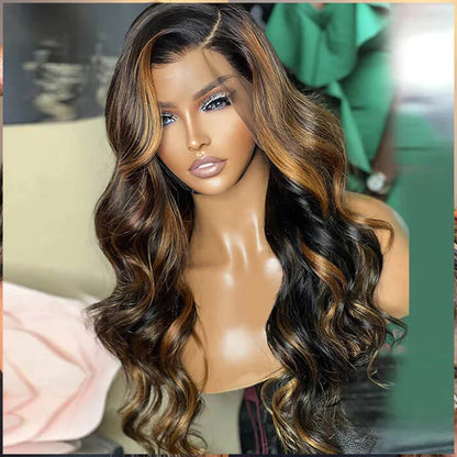 Straight/Body Wave Highlight Color Wigs 13x4 Invisible Lace Front/5x8 Lace Closure Remy Human Hair 3D Dome Cap Wigs Bleached Knots