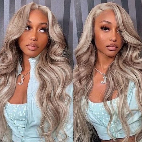 YMY Hair New In Ash Blonde P18/613 Human Hair Wig Straight/Body Wave Glueless 13x4/13x6  Lace Frontal Wig