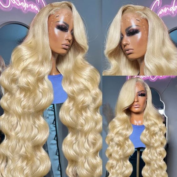 613 Blonde 13x4 Lace Frontal Human Hair Wigs Transparent HD Lace Seamless Skin Melt Straight Wig