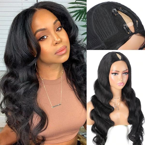 $159 Get 2 Wigs | V Part Human Hair Wig Body Wave No Glue Wigs + 13x0.5 T Part Straight Lace Wig Natural Color Wig Flash Sale