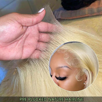 613 Blonde 13x4 Lace Frontal Human Hair Wigs Transparent HD Lace Seamless Skin Melt Straight Wig