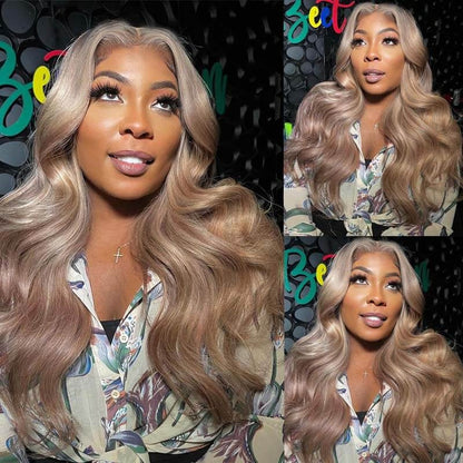 YMY Hair New In Ash Blonde P18/613 Human Hair Wig Straight/Body Wave Glueless 13x4/13x6  Lace Frontal Wig